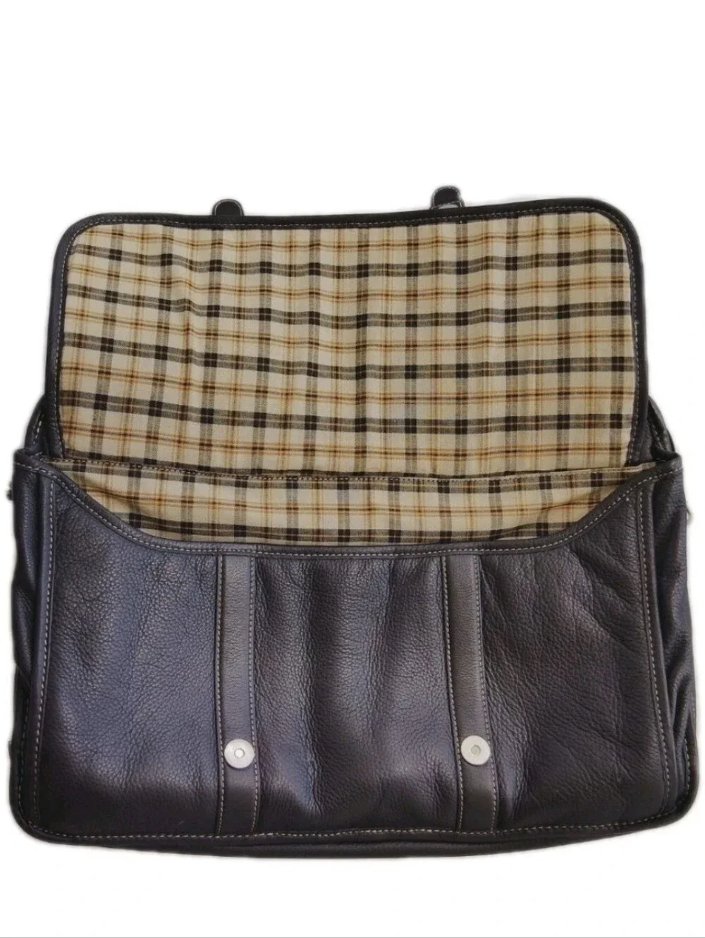 Levenger Luxury Pebbled Leather Expandable Briefcase.